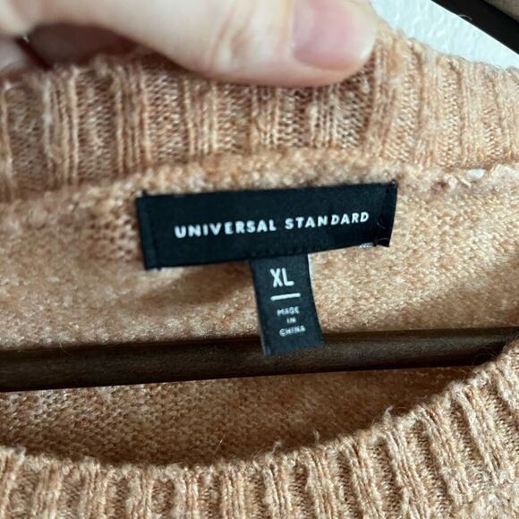Universal Standard Melissa High Low Pullover Wool Mohair Knit Sweater Tan XL 26 - Picture 4 of 6